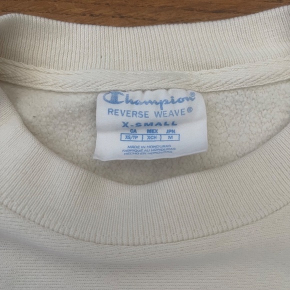 Champion Reverse Weave White Crewneck Sweatshirt Mens/Unisex Size XS - Picture 4 of 9